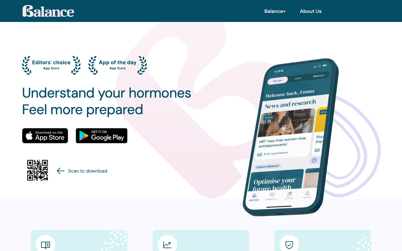 Balance — Menopause App website