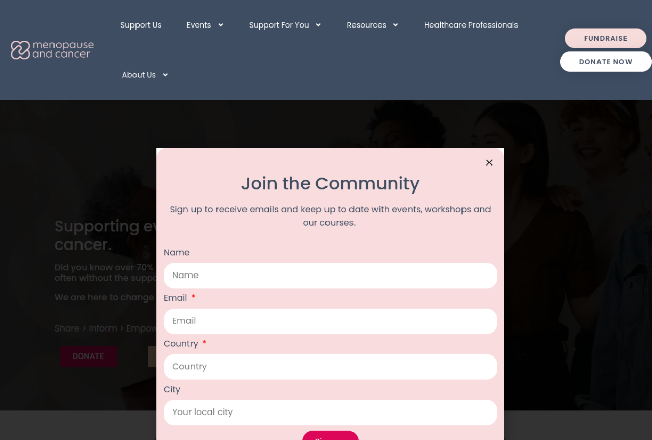 Menopause and Cancer website